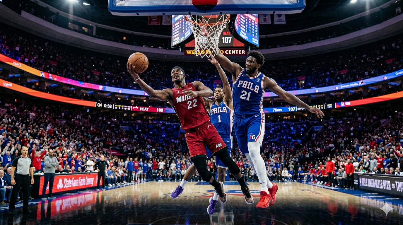 what is the miami heat vs 76ers match player stats